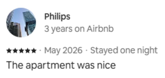 Guest review: The apartment was nice
