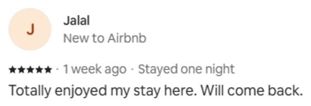 Guest review: Totally enjoyed my stay here. Will come back.